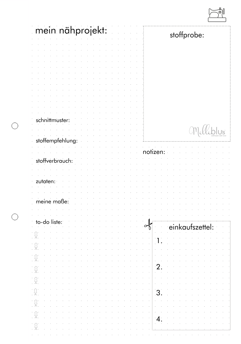 Nähplaner kostenlose Vorlage